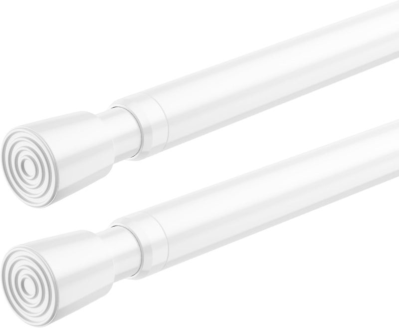 fvonzn FVONZON Tension Curtain Rod White Spring Tension Curtain Rods 26-39 inch 2Pack Adjustable Spring Rods Extendable Tension Rod For Closet, Window, Kitchen,Bookshelf,Bathroom - Image 1